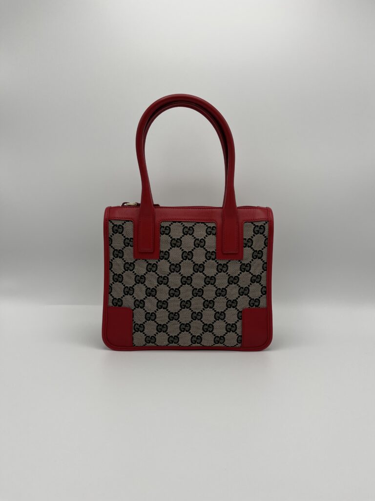 Gucci handtas canvas rood. Gucci handbag canvas red.
