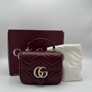 Gucci Marmont Top Handle Shoulder Bag Burgundy